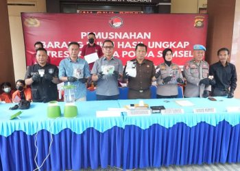 Polda Sumsel Musnahkan Ribuan Gram Narkotika dan Ekstasi