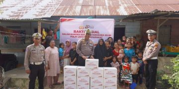 Satlantas Rohil Bagikan 40 Paket Sembako Sambut Hari Bhayangkara