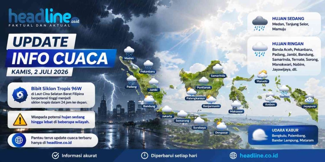 BMKG Rilis Prakiraan Cuaca Besok, Bibit Siklon Tropis 96W Picu Potensi Hujan di Indonesia