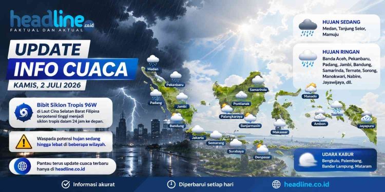 BMKG Rilis Prakiraan Cuaca Besok, Bibit Siklon Tropis 96W Picu Potensi Hujan di Indonesia