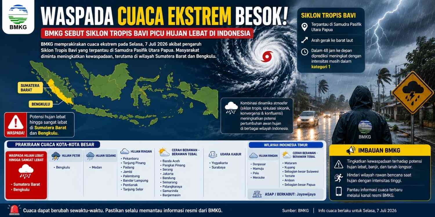 BMKG Rilis Prakiraan Cuaca Besok Jakarta Berawan, Yogyakarta Berkabut, Bengkulu Berpotensi Hujan Petir