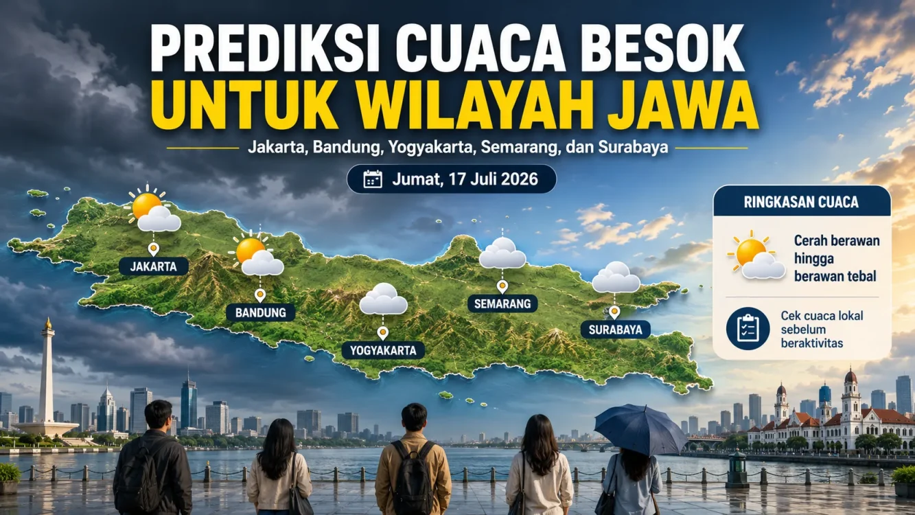 Prediksi Cuaca Besok untuk Wilayah Jawa: Jakarta, Bandung, Yogyakarta, Surabaya, dan Semarang