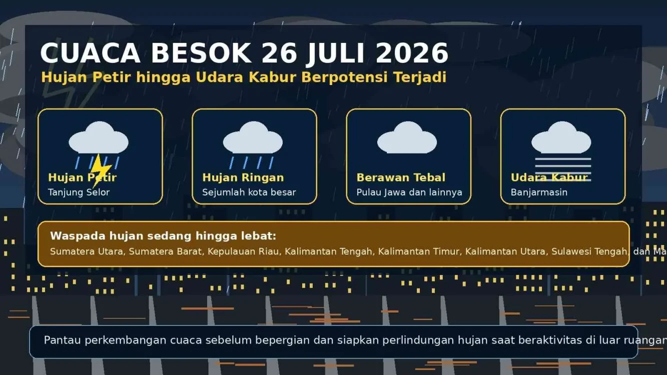 Cek Cuaca Besok Sebelum Bepergian, Ini Daftar Kota yang Berpotensi Hujan