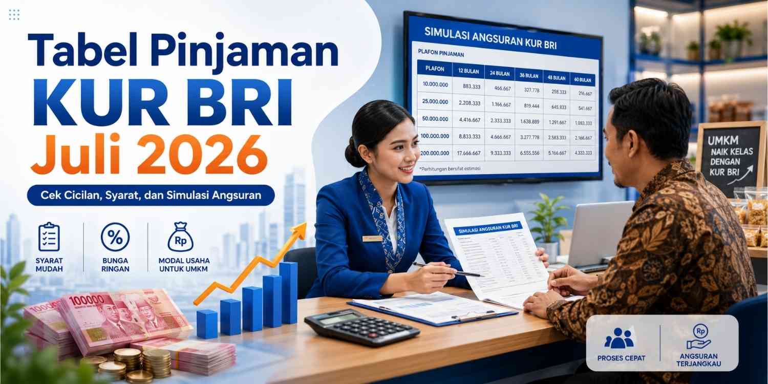 Cek Tabel Pinjaman KUR BRI 2026, Cicilan Mulai Puluhan Ribu per Bulan