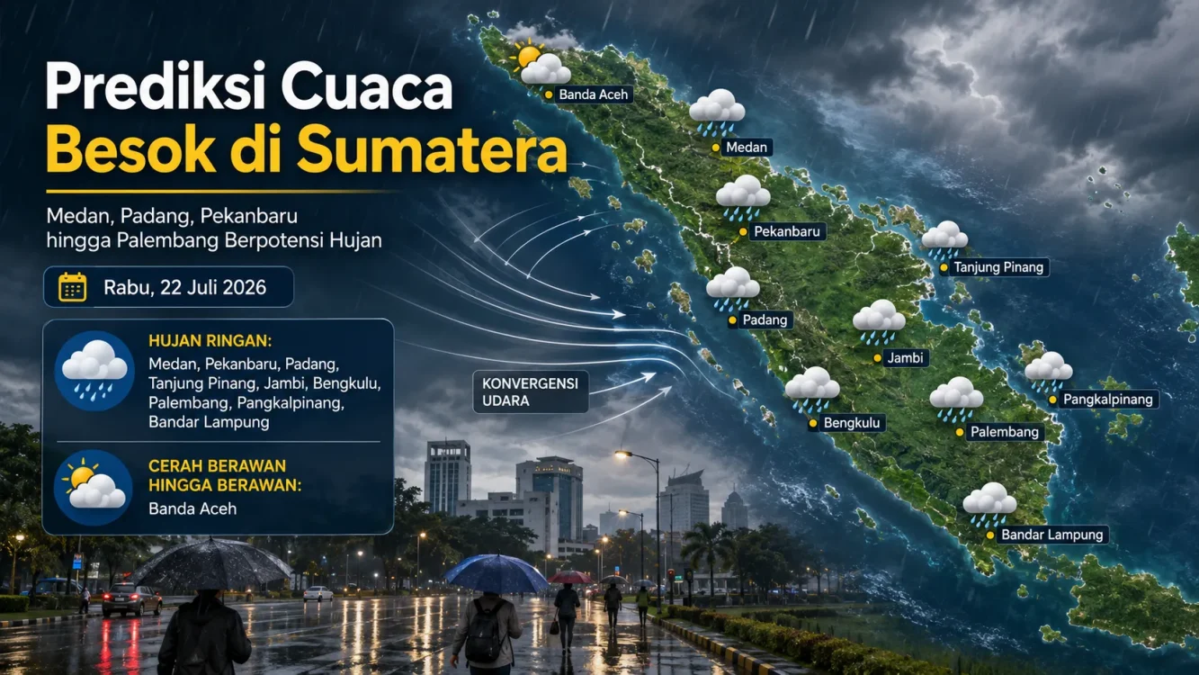 Cuaca Besok 22 Juli 2026 di Sumatera, Cek Prakiraan Banda Aceh hingga Bandar Lampung
