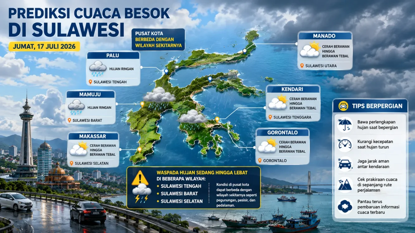 Cuaca Besok Hujan atau Cerah di Sulawesi Cek Makassar, Palu dan Kendari