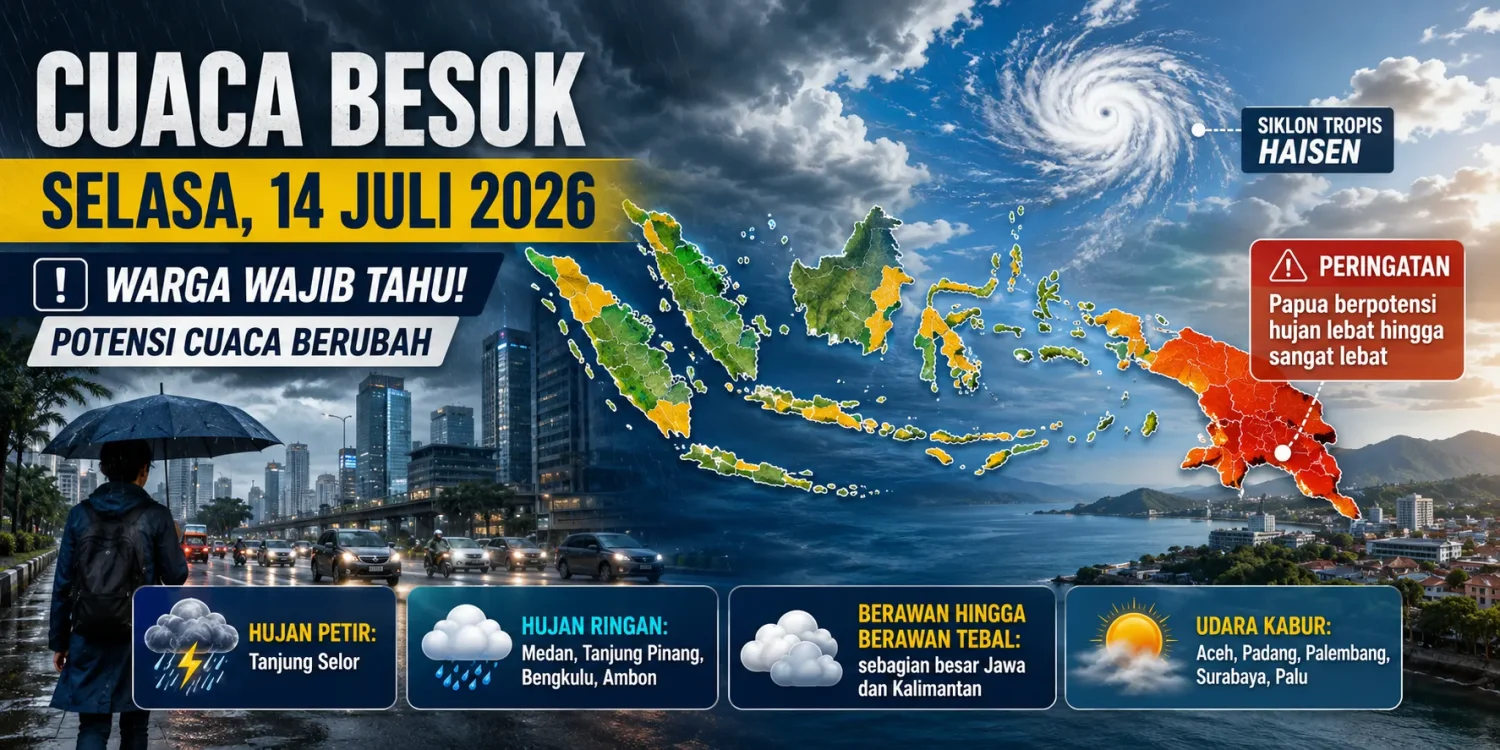 Cuaca Besok Hujan atau Panas Simak Prakiraan BMKG untuk Seluruh Indonesia 14 Juli 2026