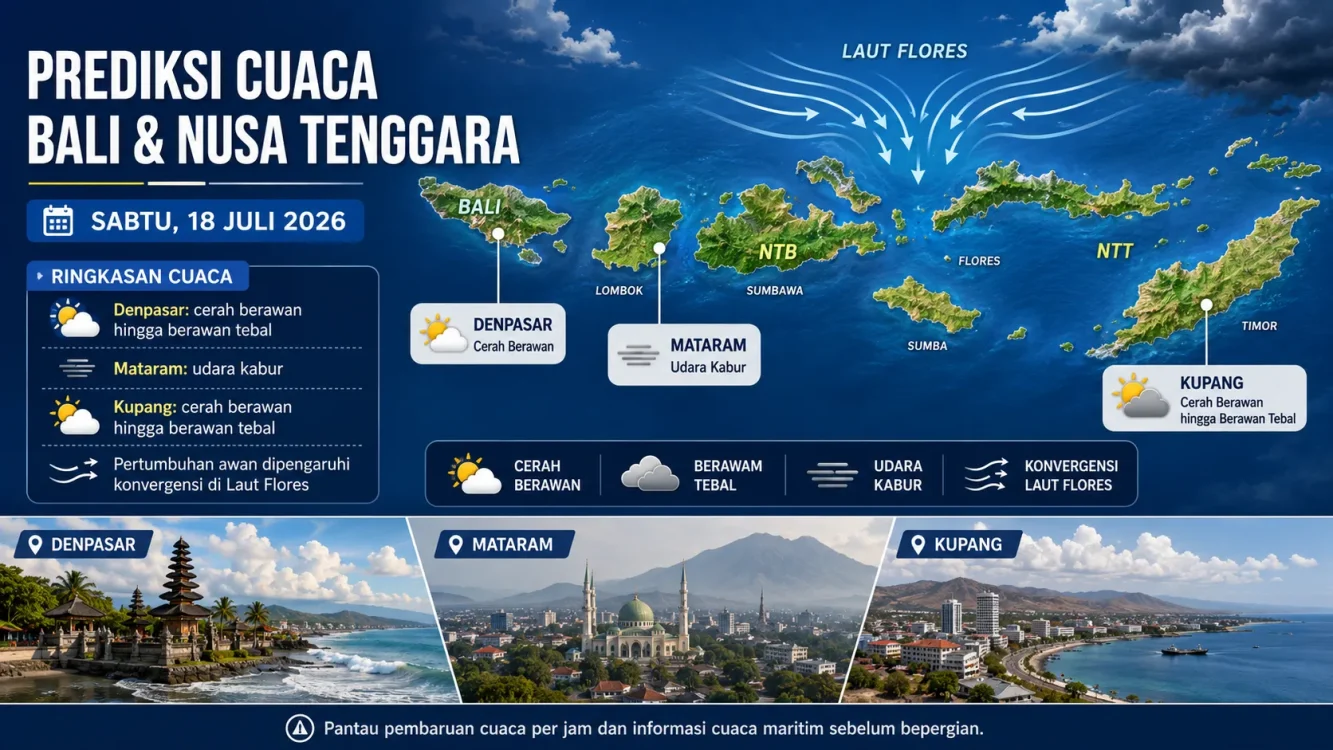 Cuaca Besok Hujan atau Panas di Bali dan Nusa Tenggara Cek 18 Juli 2026
