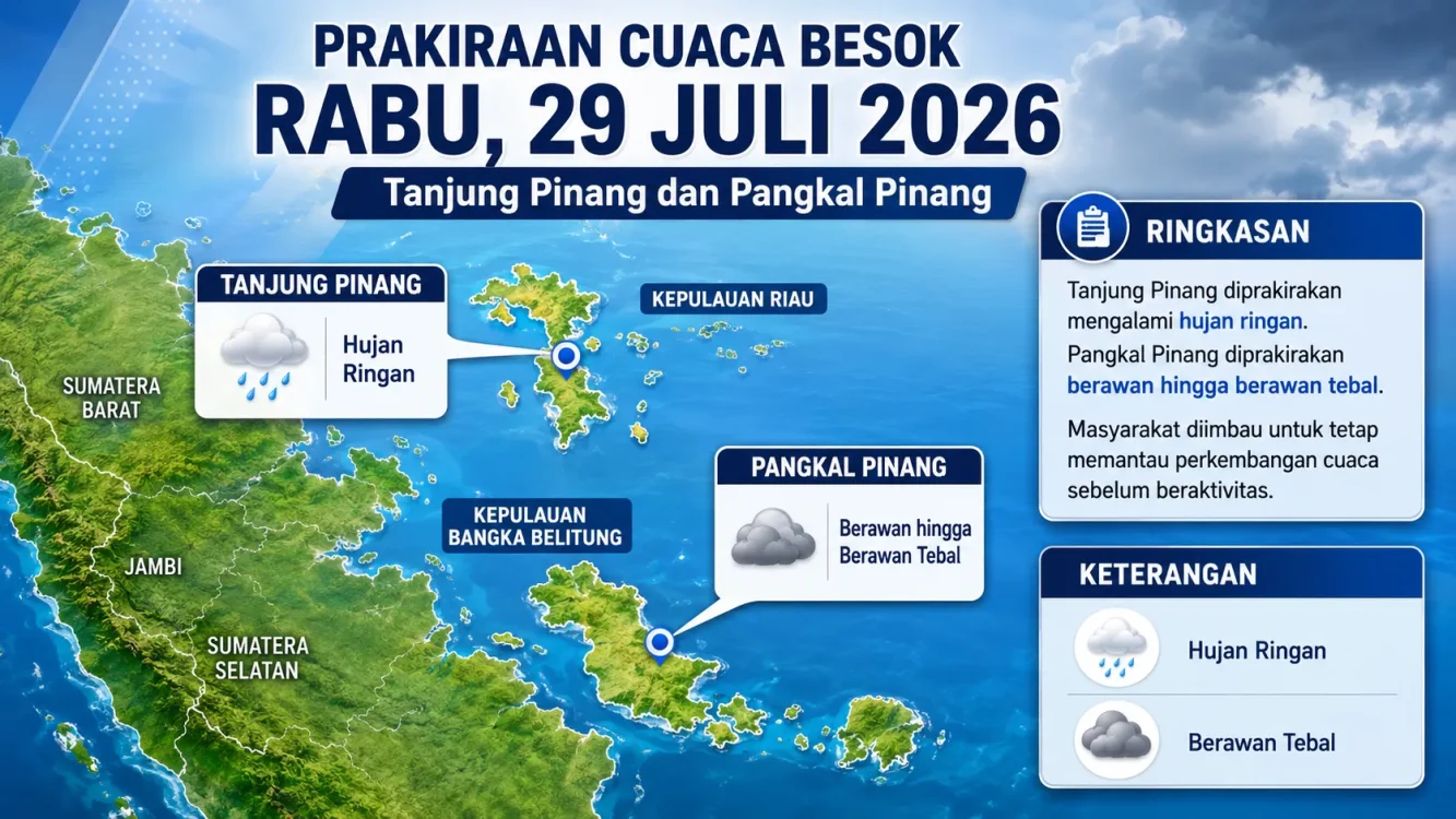 Cuaca Besok Kepulauan Riau dan Bangka Belitung Rabu 29 Juli 2026