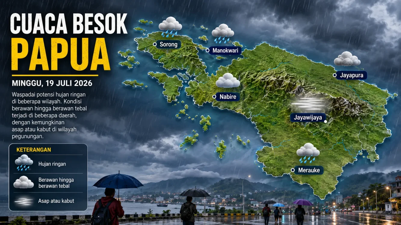 Cuaca Besok Minggu 19 Juli 2026 di Papua, Jayawijaya Berpotensi Kabut