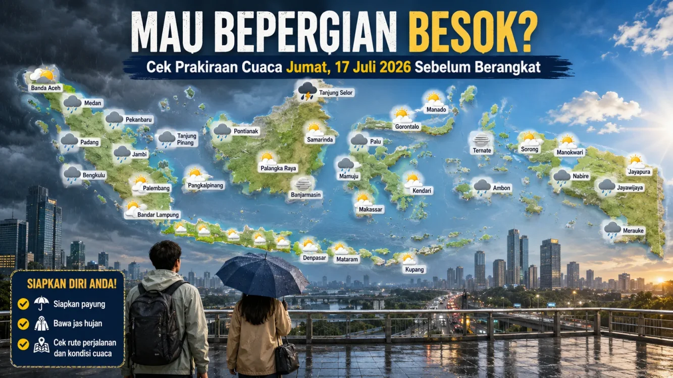 Cuaca Besok Siang Jumat 17 Juli 2026, Sejumlah Wilayah Diprediksi Diguyur Hujan yang wajib kamu tau