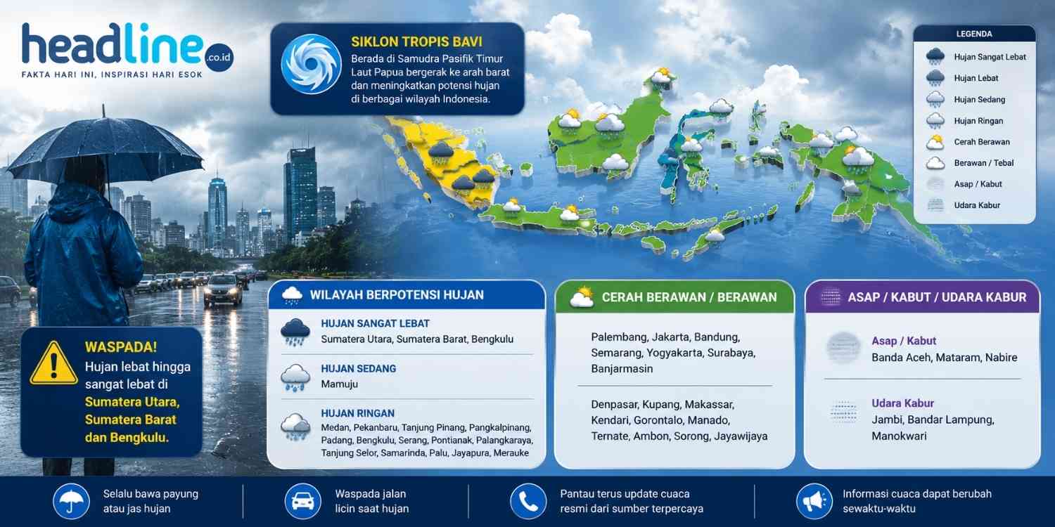 Cuaca Besok Siang di Kota-Kota Besar, BMKG Prediksi Jakarta Berawan, Mamuju Diguyur Hujan Sedang