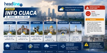 Cuaca Besok di Kota-Kota Besar Jumat 3 Juli 2026 Jakarta, Surabaya, Bandung Hujan atau Panas