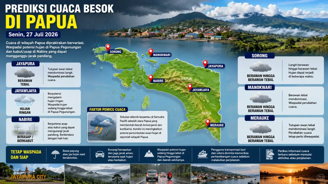 Cuaca Besok di Papua Hujan atau Panas Cek Jayapura, Jayawijaya, Nabire dan Merauke