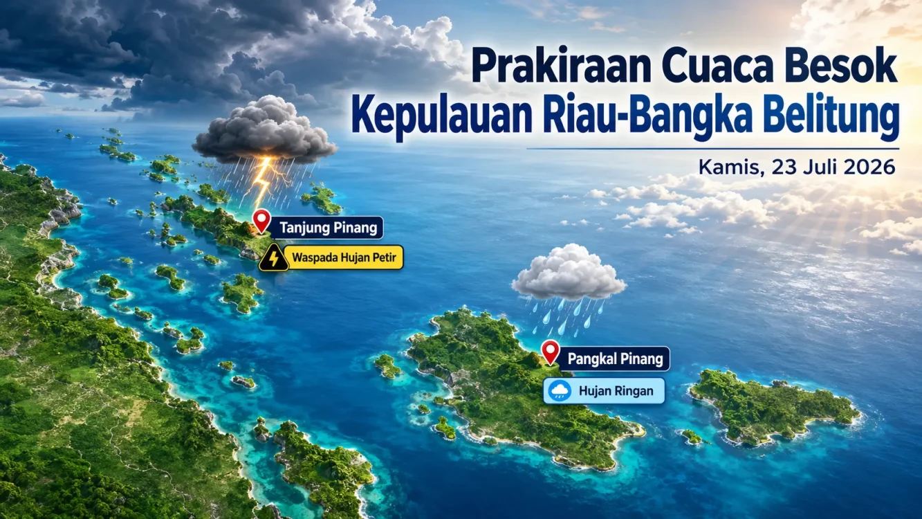 Cuaca Besok di Tanjung Pinang dan Pangkal Pinang Waspada Hujan Petir dan Hujan Ringan