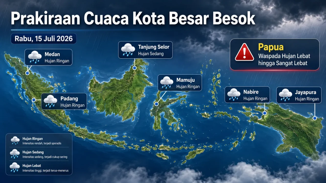 Cuaca Besok per Pulau Sumatera, Kalimantan, Sulawesi, dan Papua Berpotensi Diguyur Hujan