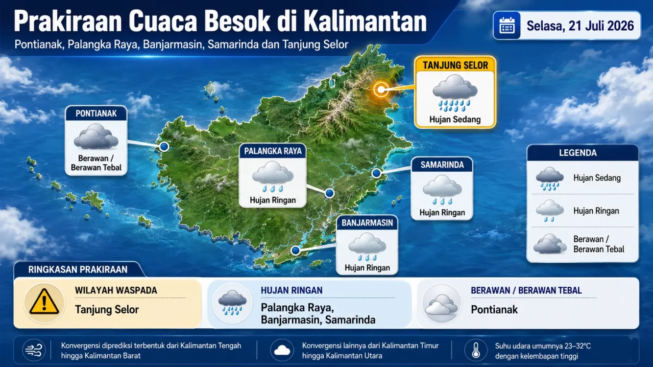 Daftar Cuaca Besok di Kota Besar Kalimantan Pontianak hingga Tanjung Selor