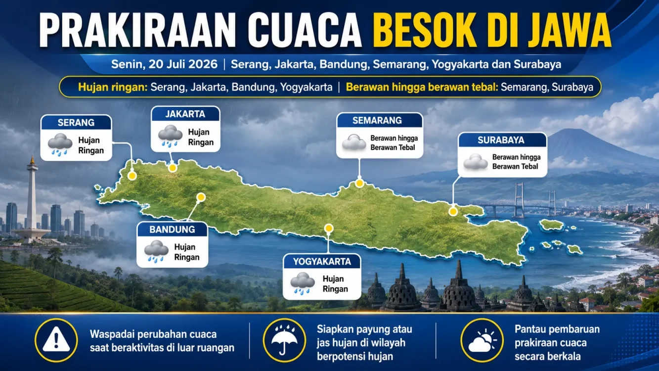 Hujan atau Panas Cek Cuaca Besok di Kota-Kota Besar Pulau Jawa