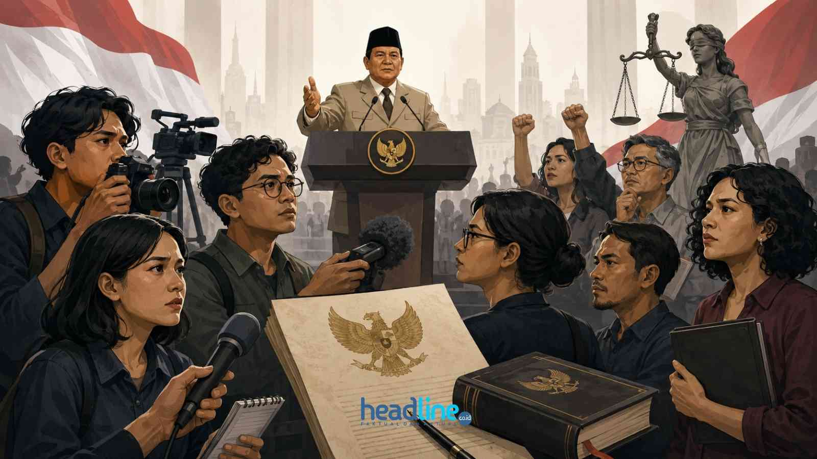 Ilustrasi kebebasan pers dan masyarakat sipil dalam mengawasi jalannya pemerintahan