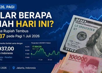 Kurs 1 dolar AS terhadap rupiah pada Rabu pagi, 1 Juli 2026