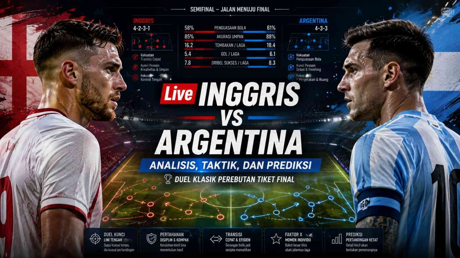 Live streaming Inggris vs Argentina