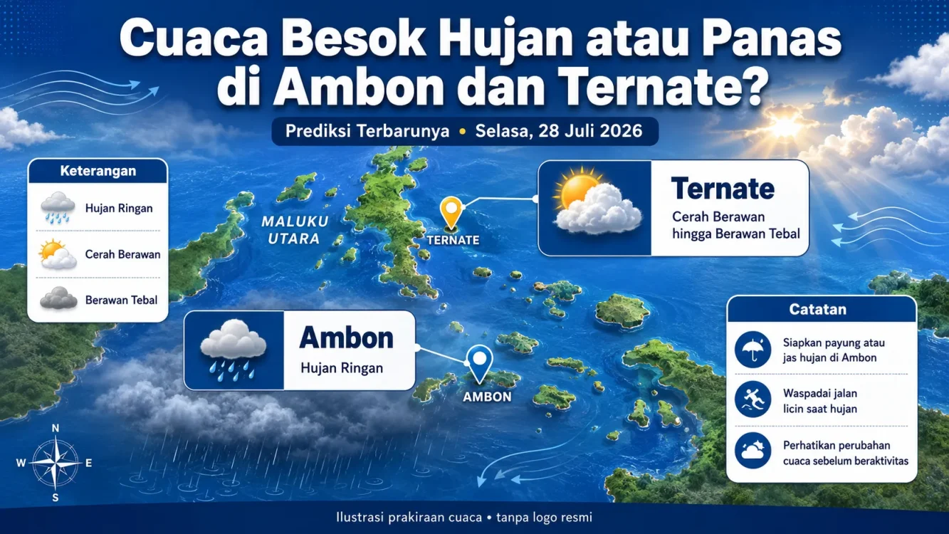 Prakiraan Cuaca Besok Maluku dan Maluku Utara, Hujan Ringan Mengintai Ambon