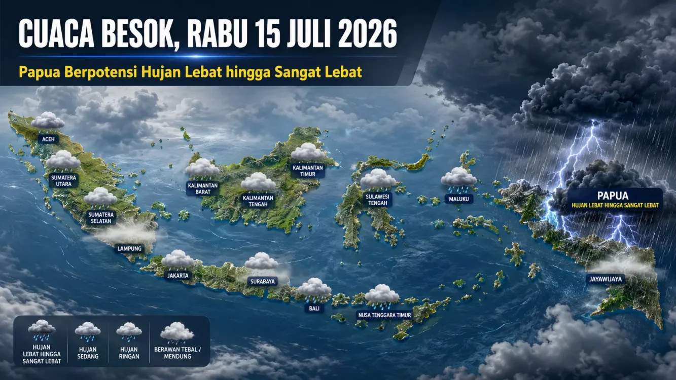 Prakiraan Cuaca Besok Siang, Jakarta Berawan dan Papua Diguyur Hujan Lebat