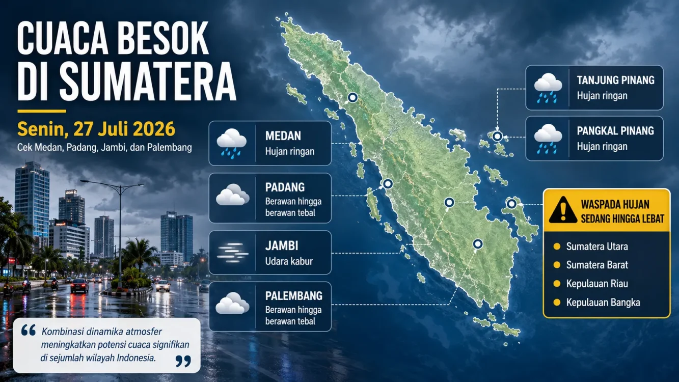 Prakiraan Cuaca Besok Wilayah Sumatera Banda Aceh, Medan, Padang, Bengkulu hingga Lampung