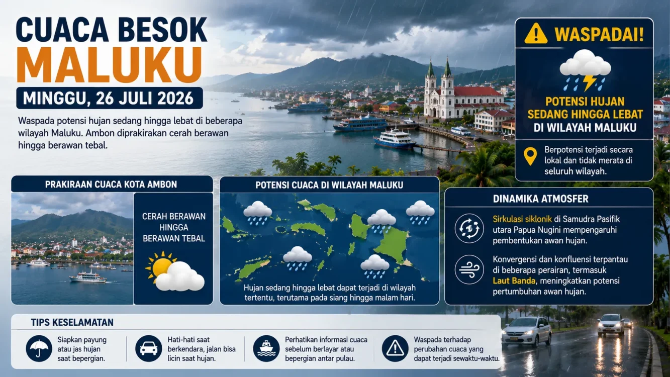 Prakiraan Cuaca Besok untuk Maluku, Sejumlah Wilayah Perlu Tingkatkan Kewaspadaan