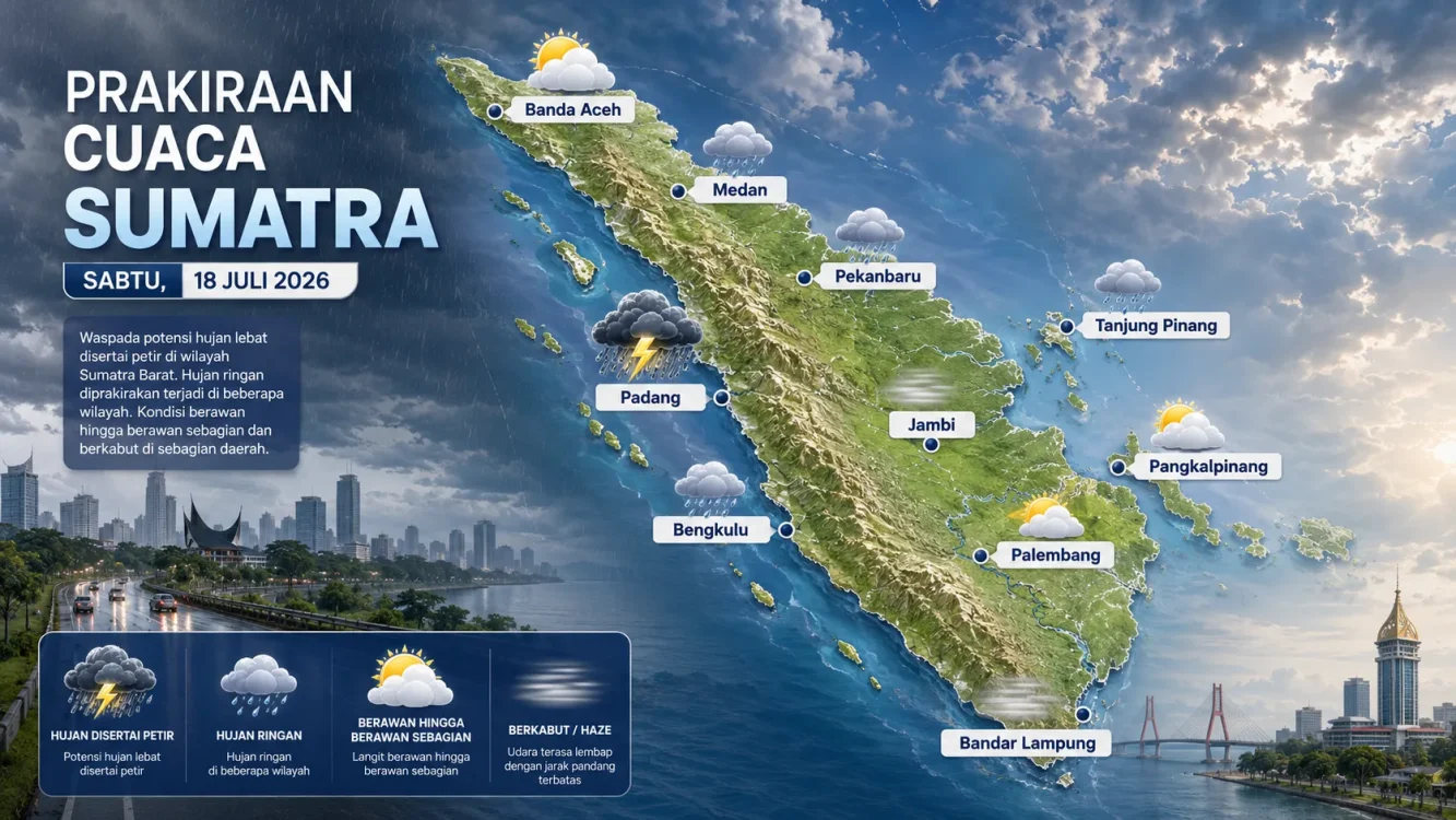 Prakiraan Cuaca Sumatera Sabtu 18 Juli 2026 Padang Waspada Hujan Petir