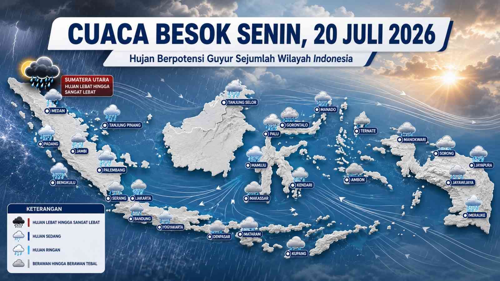 Prediksi Cuaca Besok Siang di Indonesia Daftar Kota yang Berpotensi Hujan dan Berawan