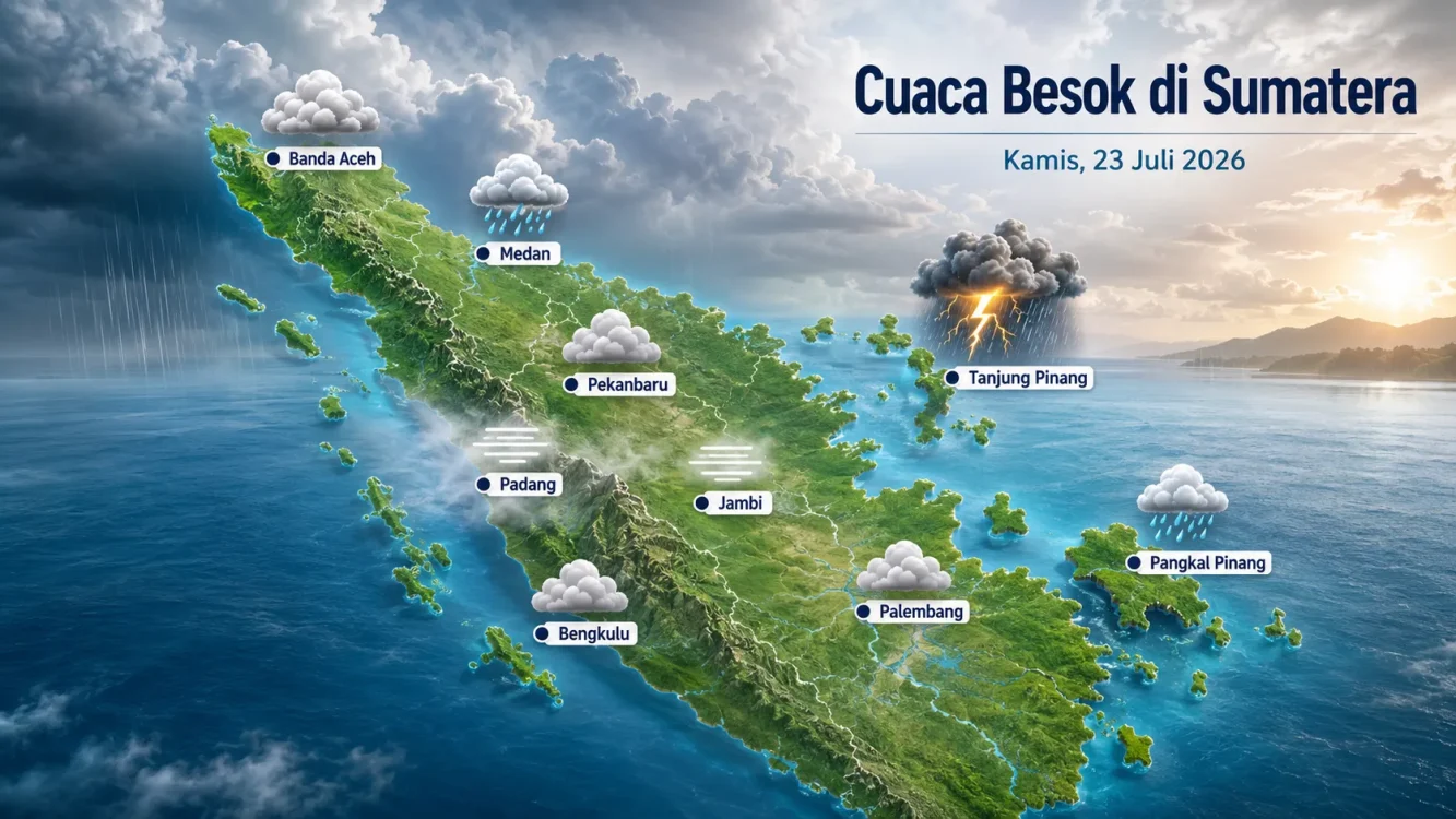 Prediksi Cuaca Besok Wilayah Sumatera: Medan Hujan, Padang dan Jambi Berpotensi Berkabut