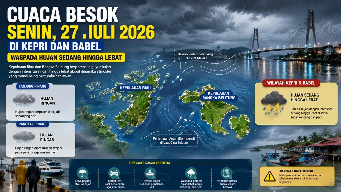 Prediksi Cuaca Besok di Kepri dan Bangka Belitung Tanjung Pinang hingga Pangkal Pinang
