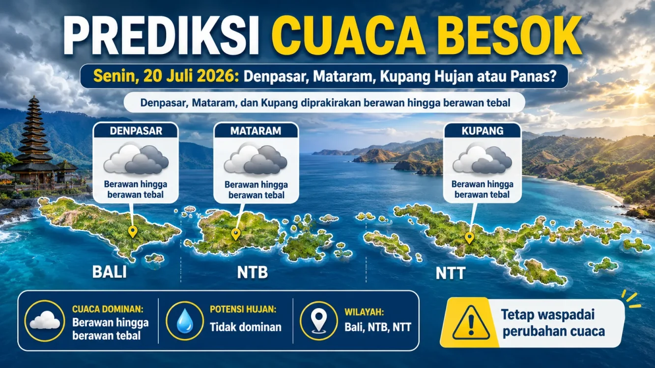 Prediksi Cuaca Besok di NTB Senin 20 Juli 2026 Mataram Berawan hingga Berawan Tebal