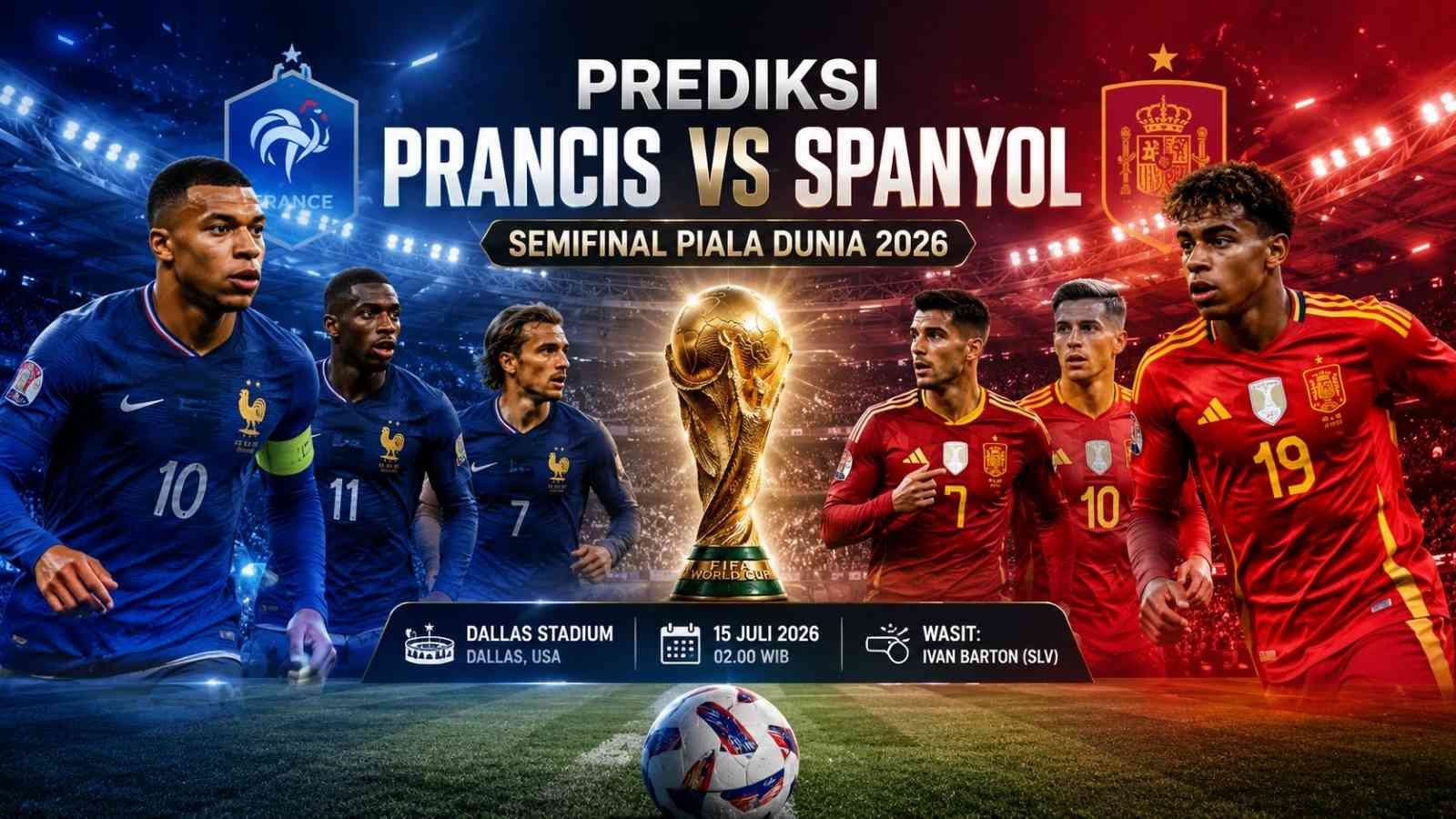 Prediksi Prancis vs Spanyol Adu Taktik Dua Raksasa Eropa Berebut Tiket Final Piala Dunia 2026