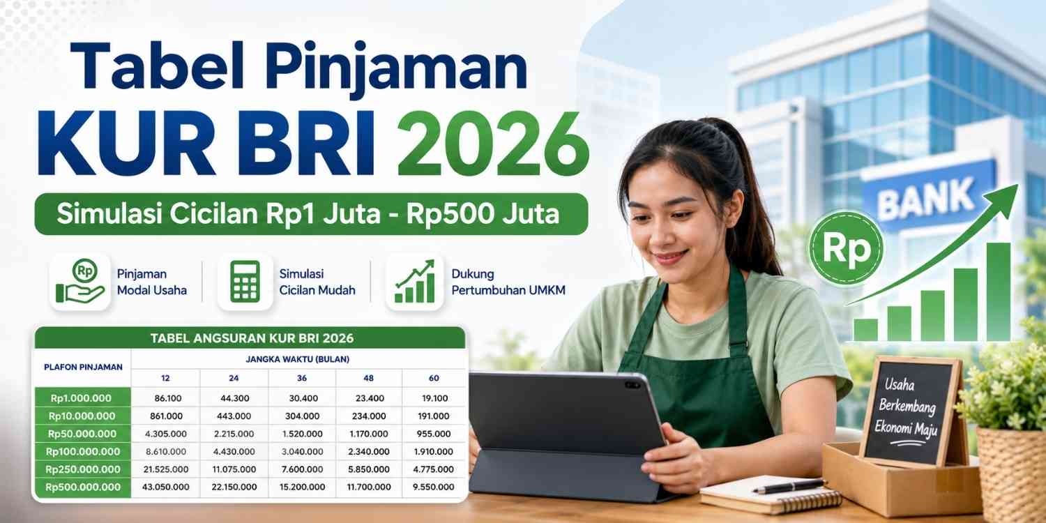 Tabel Pinjaman KUR BRI Juli 2026, Cek Cicilan Rp1 Juta hingga Rp500 Juta
