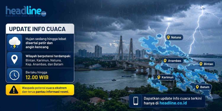 Update Peringatan Cuaca BMKG Hari Ini Hujan Disertai Petir Diprediksi Meluas di Kepulauan Riau