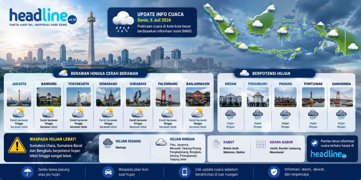 Waspada Cuaca Besok! BMKG Ingatkan Potensi Hujan Lebat di Sejumlah Wilayah Indonesia