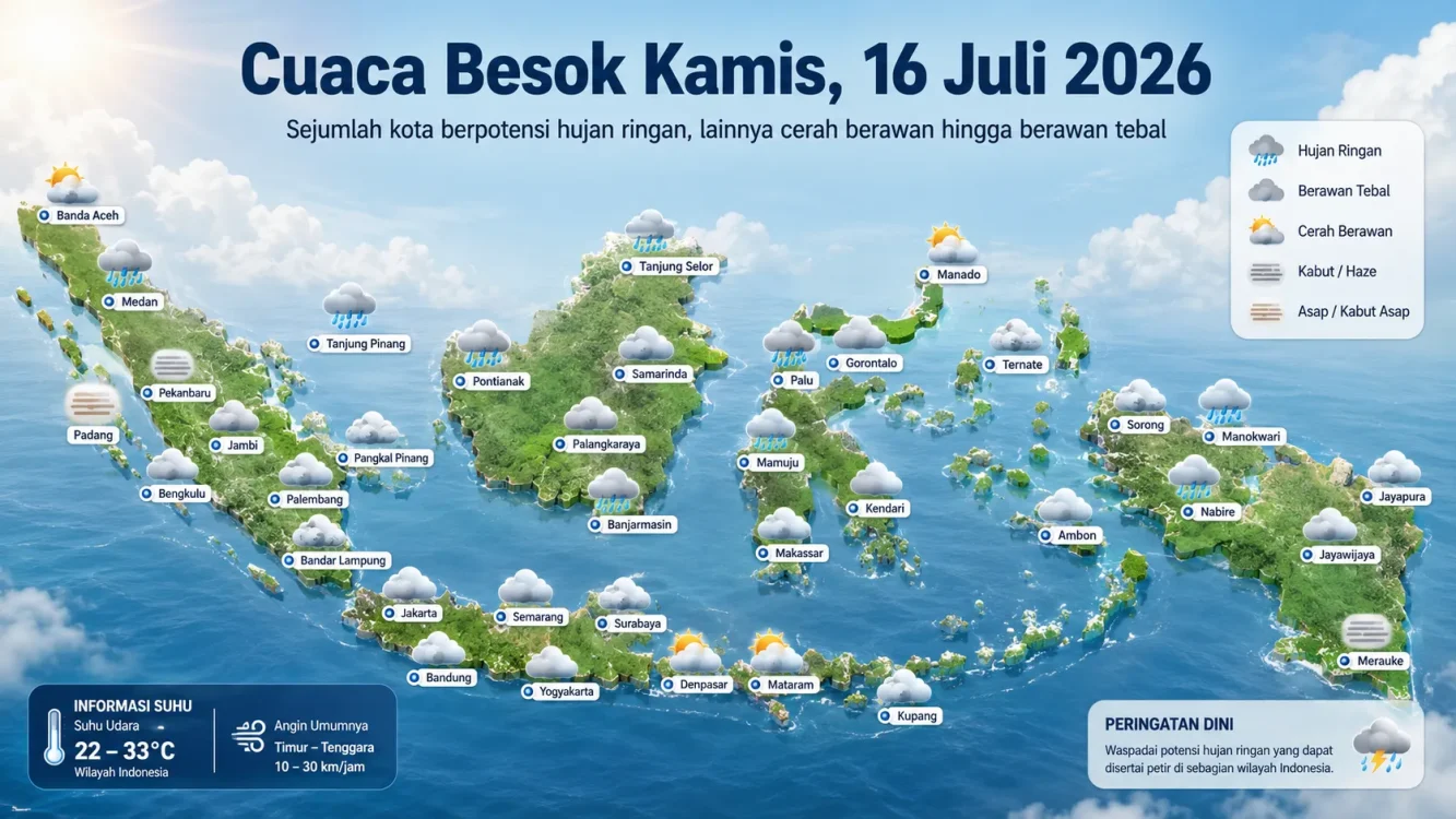 Waspada Cuaca Besok, Pertemuan Angin Tingkatkan Potensi Awan Hujan di Sejumlah Wilayah