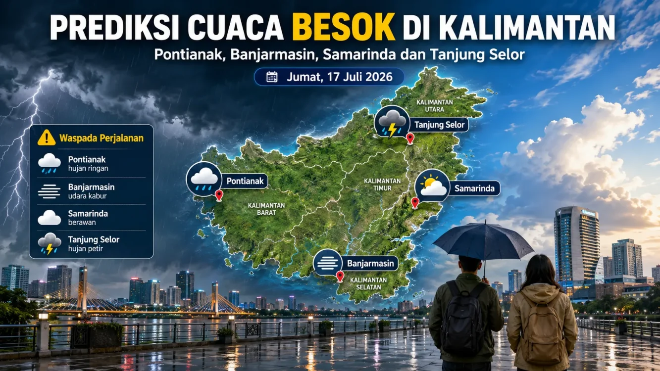 Waspada Cuaca Besok di Kalimantan, Hujan Petir Mengintai Tanjung Selor