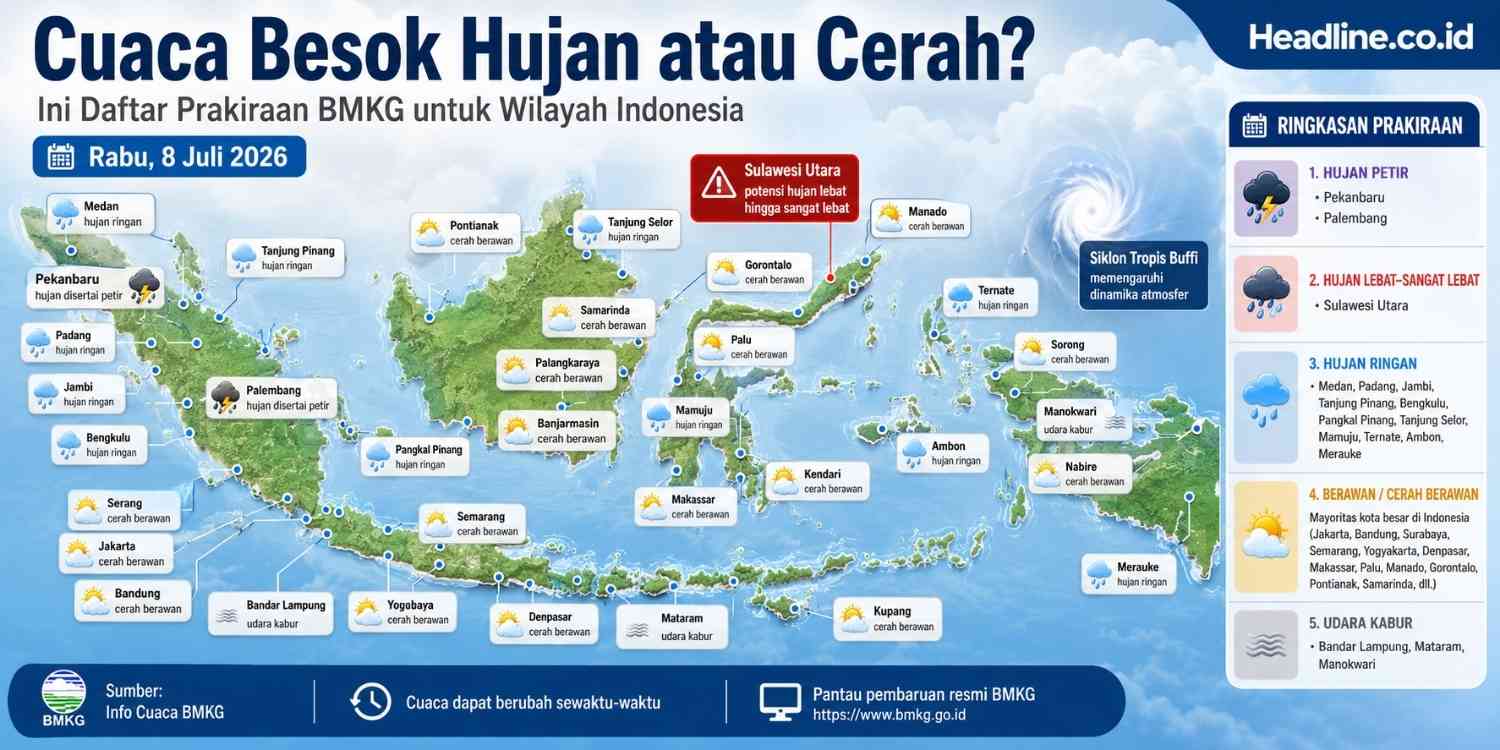 Waspada Cuaca Ekstrem Besok, BMKG Sebut Sulawesi Utara Berpotensi Hujan Lebat