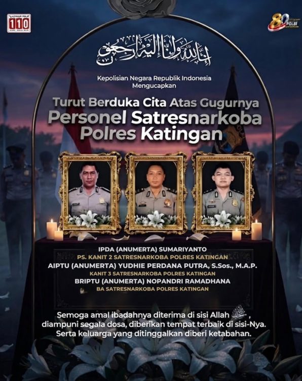 Tiga Personel Polri Gugur dalam Operasi Narkoba di Katingan, Dapat Kenaikan Pangkat Anumerta