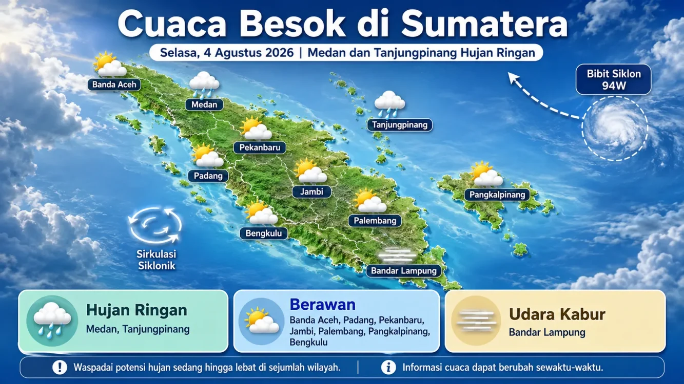 Cuaca Besok 4 Agustus 2026 di Wilayah Sumatera Panas Atau Hujan