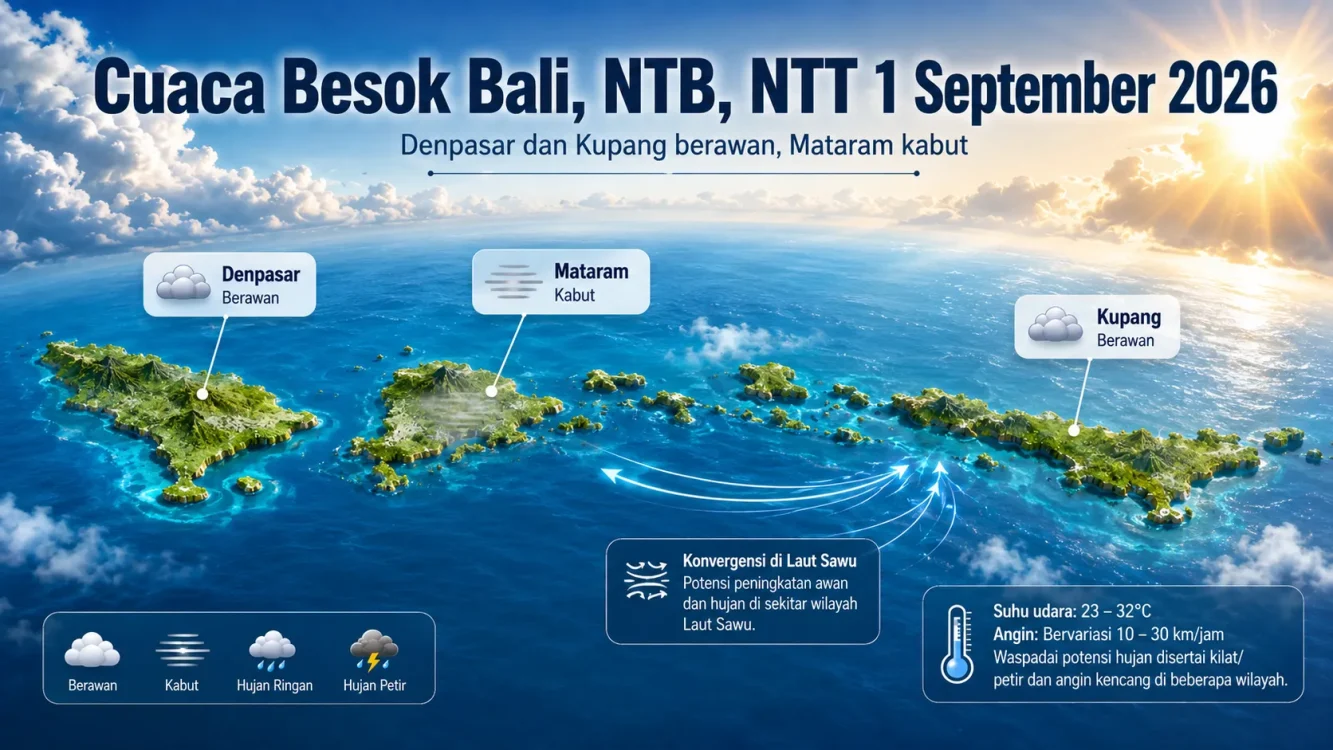 Cuaca Besok di Bali, Lombok dan NTT Hujan atau Panas