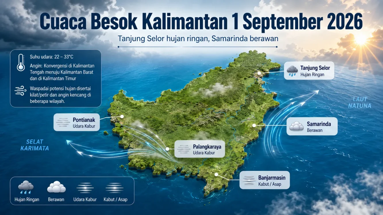 Cuaca Besok di Kota Besar di Wilayah Kalimantan Hujan Atau Panas