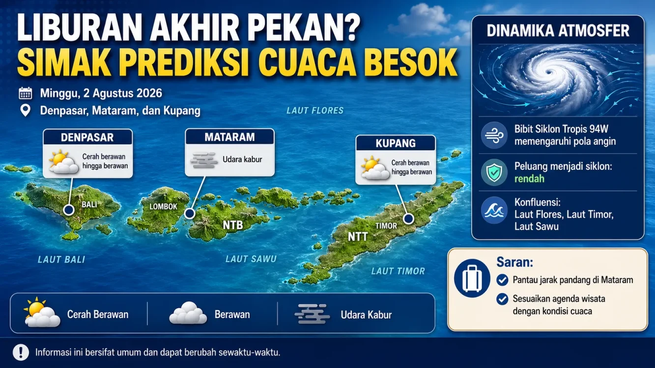 Prakiraan Cuaca Bali, NTB, dan NTT Besok Minggu 2 Agustus Cek Kondisi Denpasar, Mataram, Kupang