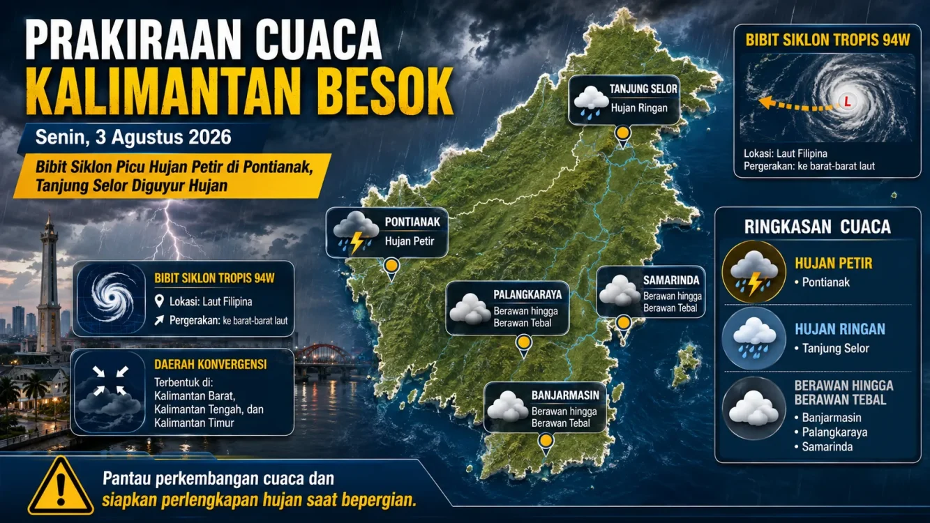 Prakiraan Cuaca Kalimantan Besok Senin, 3 Agustus 2026