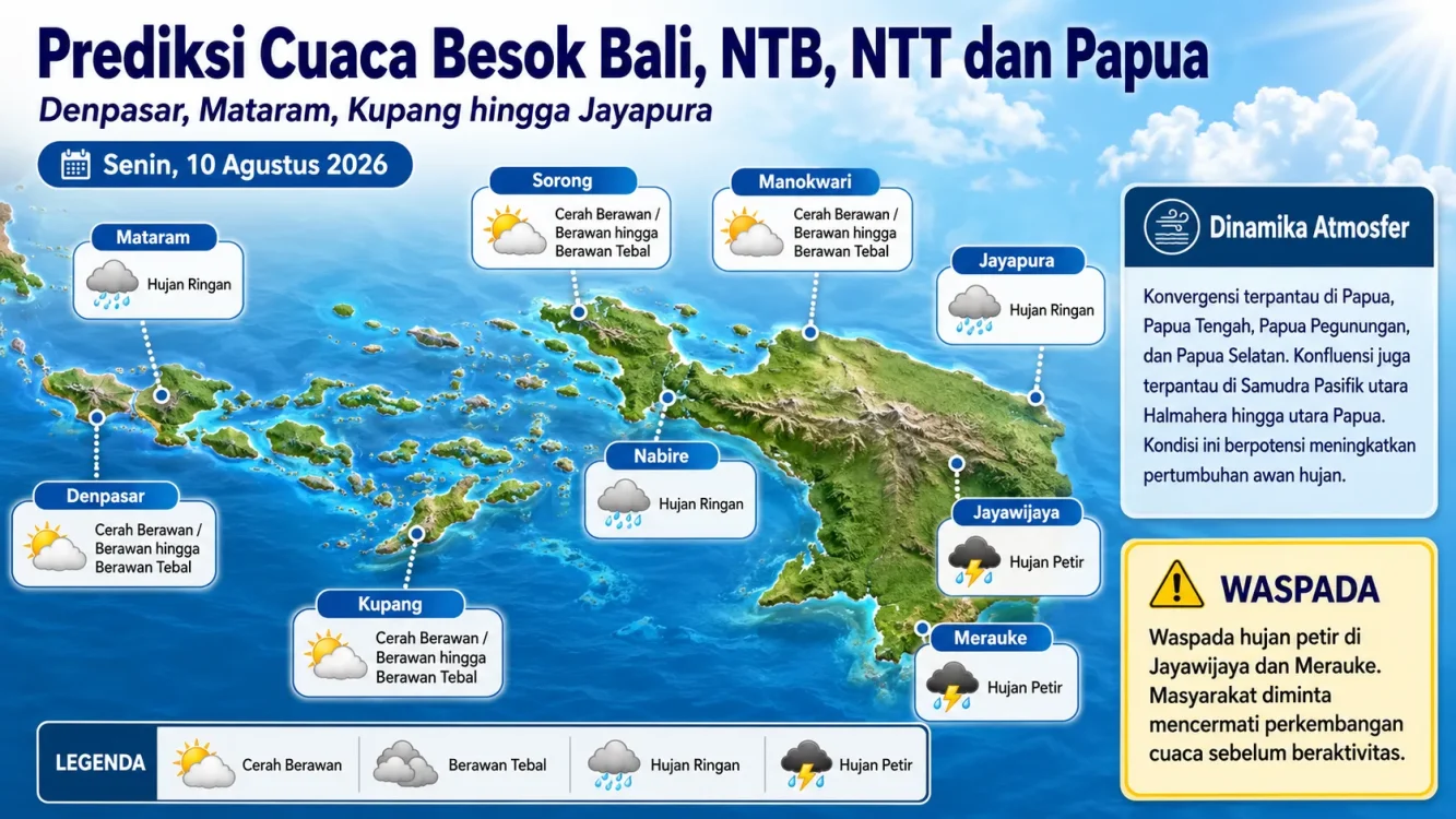 Prediksi Cuaca Besok Bali, NTB, NTT dan Papua