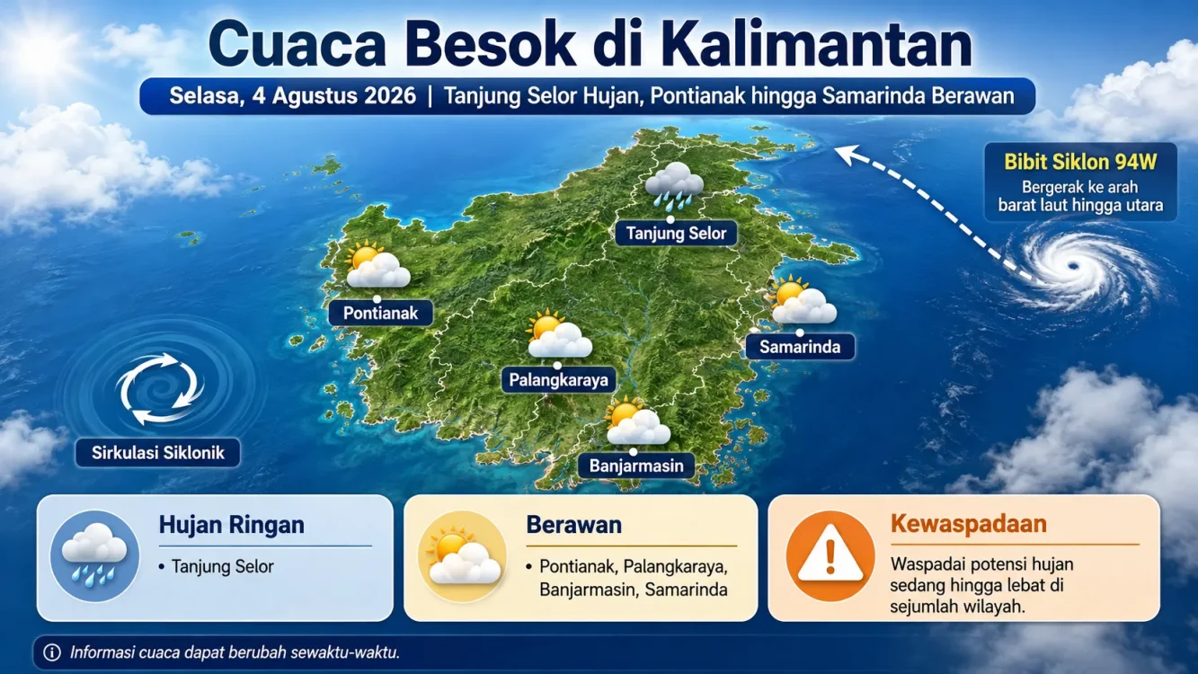 Prediksi Cuaca Kalimantan Besok Selasa 4 Agustus 2026