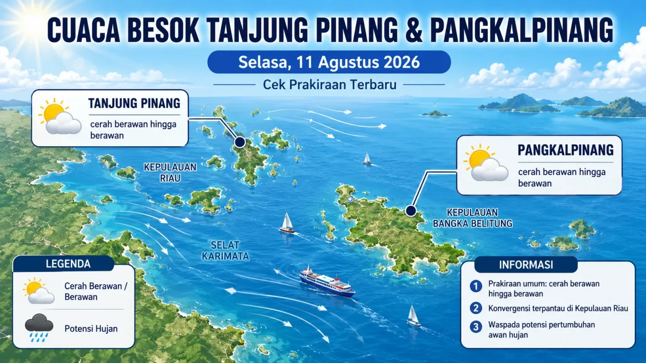 Prediksi Cuaca Tanjung Pinang dan Pangkalpinang Selasa, 11 Agustus 2026: Hujan atau Berawan?